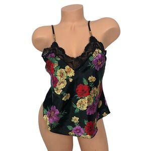 Vintage Victorias Secret Gold Label Floral Satin Lace Trim Cami Top Size S Y2K